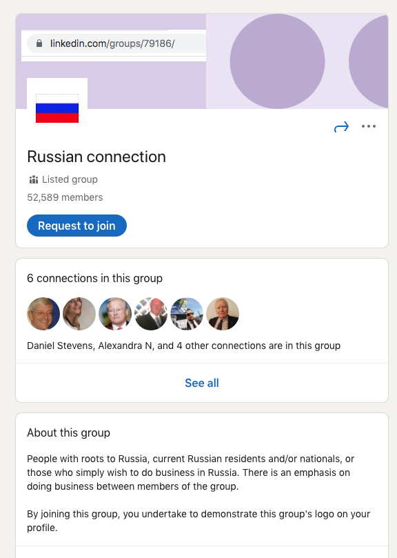 Linkedin group. Russian connection. 2008-03-01